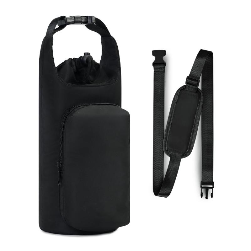 Insulated Water Bottle Holder With Adjustable Strap and Phone Pocket Thermal Cup Carriers Bag For Walking Hiking Commuting