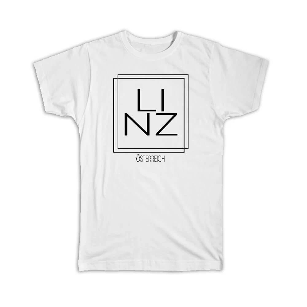 Gift T-Shirt : LINZ Austria Square Modern Minimalist Font S