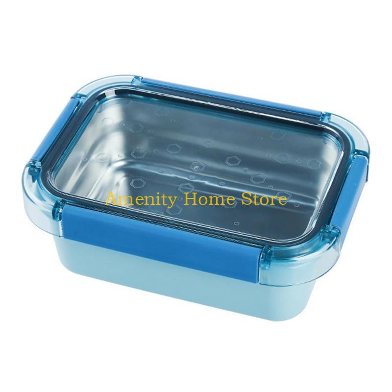 

F26C Stainless Steel Thermal Lunch Box Office Worker Bento Box Single Layer Student Children Storage Container синий