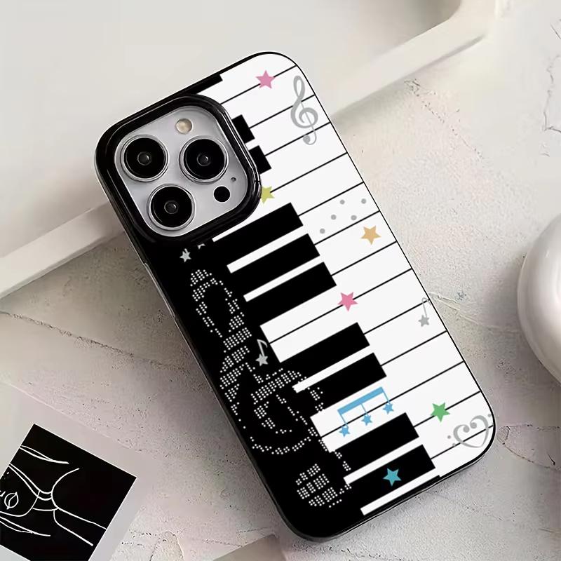 Korean INS Art Piano Key Notes Creative Cute Phone Case For iPhone 17 16 15 14 13 12 11 Pro Max 17Air 16E X XR XS 7 8 Plus Cover