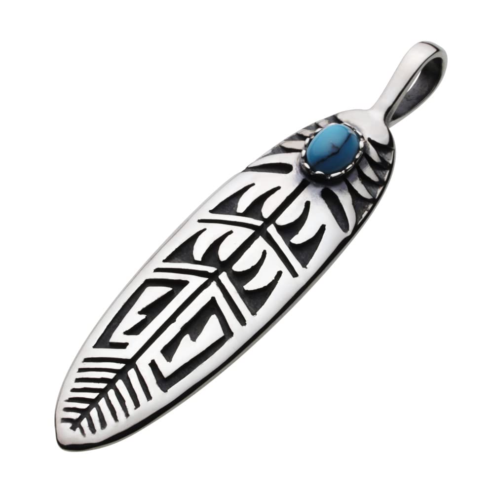 

Native Feather Pendant Turquoise fp0484 [Figmart] [Silver Accessory]