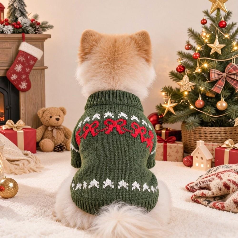 Xmas style Pet Sweater keep warm Knit Puppy Pullovers Cute Winter Dog Clothes  Pet