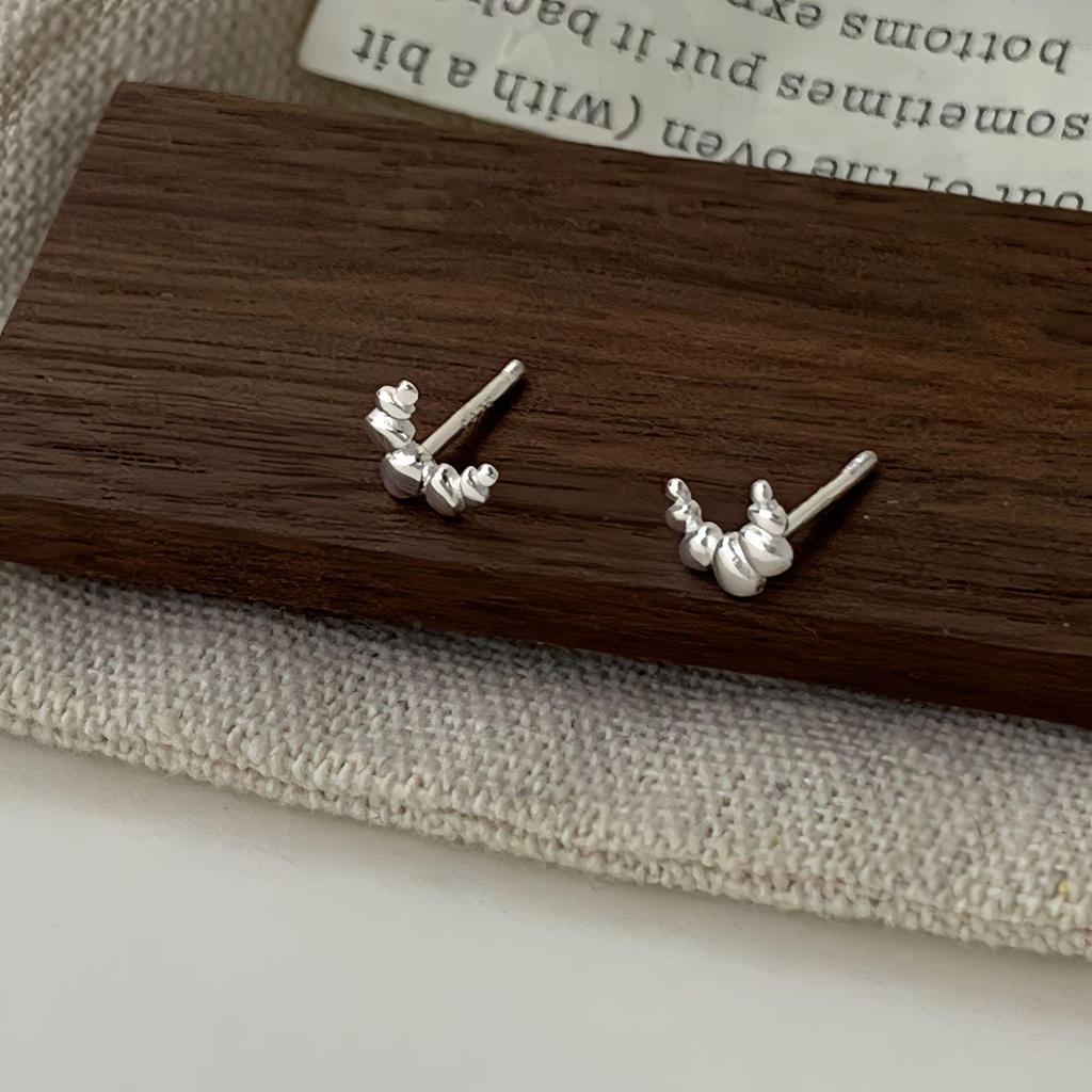S925 Sterling Silver Croissant Stud Earrings for Women - Delicate Screw Back Ear Cartilage Jewelry