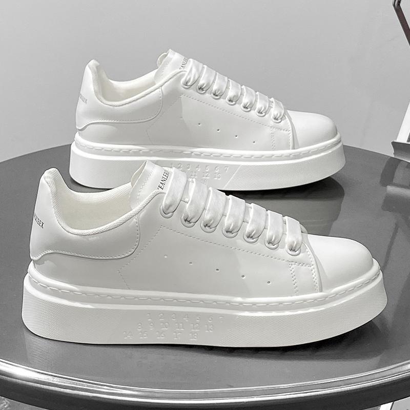2026 Spring New Board Shoes Men's Casual Little White Shoes Sports Versatile Leather Surface Students Low-top Platform Sports Trendy Shoes