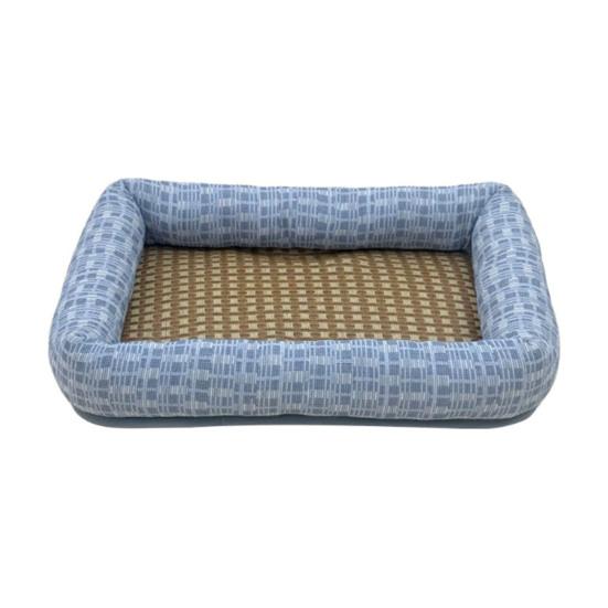 Summer Pet Cooling Bed Woven Cooling Mat Cat Bed Breathable Cooling Dog Bed with Raised Edges Anti-Slip Bottom for Small Dogs Cats M небесно-голубой
