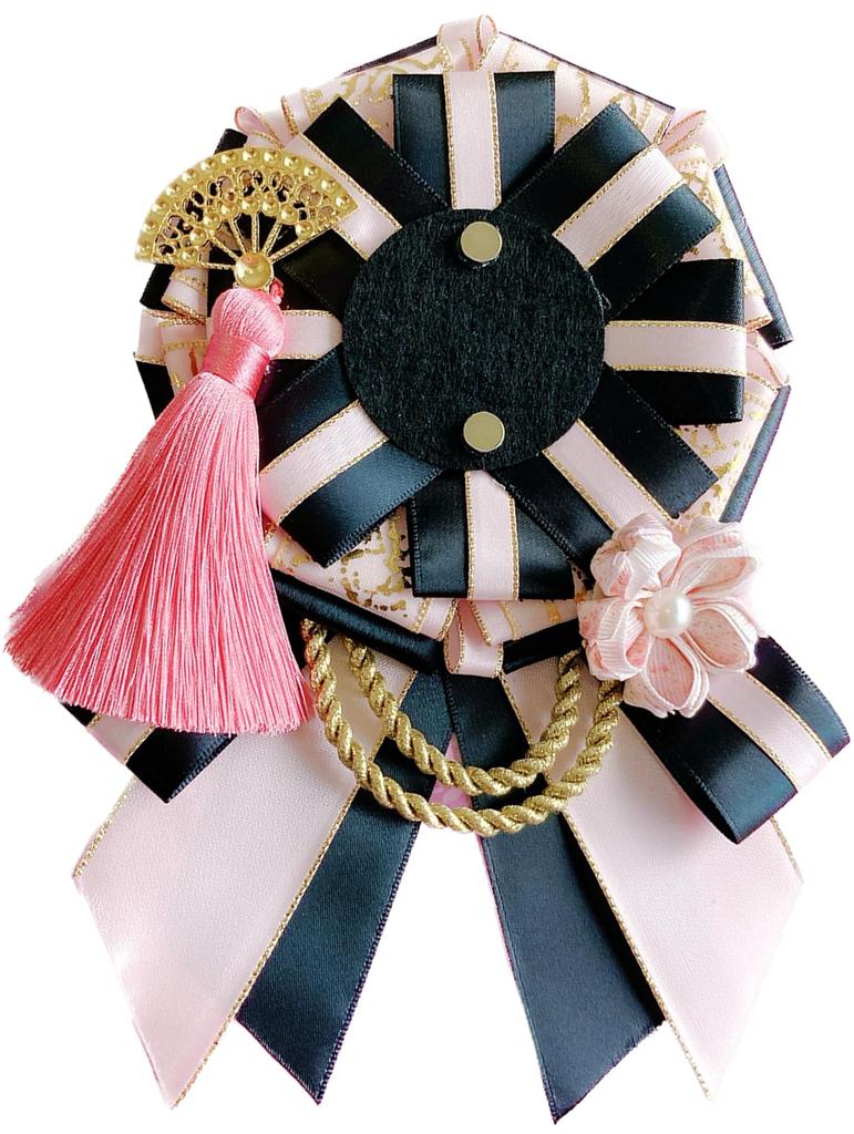 Ita Rosette Decorative Can Badge Various Ita Bag Favorite Rosette Pink G-triger Japanese-style - Rosette, Rosette, Parts, Chain, Ribbon, Decoration,