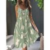Damen Casual Boho-Stil, Sommer Tiefes V-Ausschnitt Spaghettiträger Midi-Kleid
