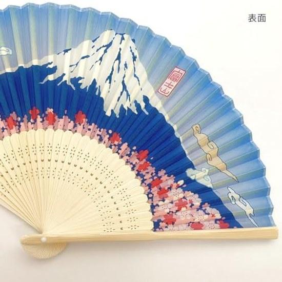 Kyosuke Silk Fan Pouch Sakura Mount Fuji Approximately 21cm Men Women Souvenir Japanese Miscellaneous Goods