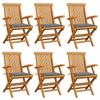 Chaises de jardin avec coussins  lot de 6 Bois teck massif