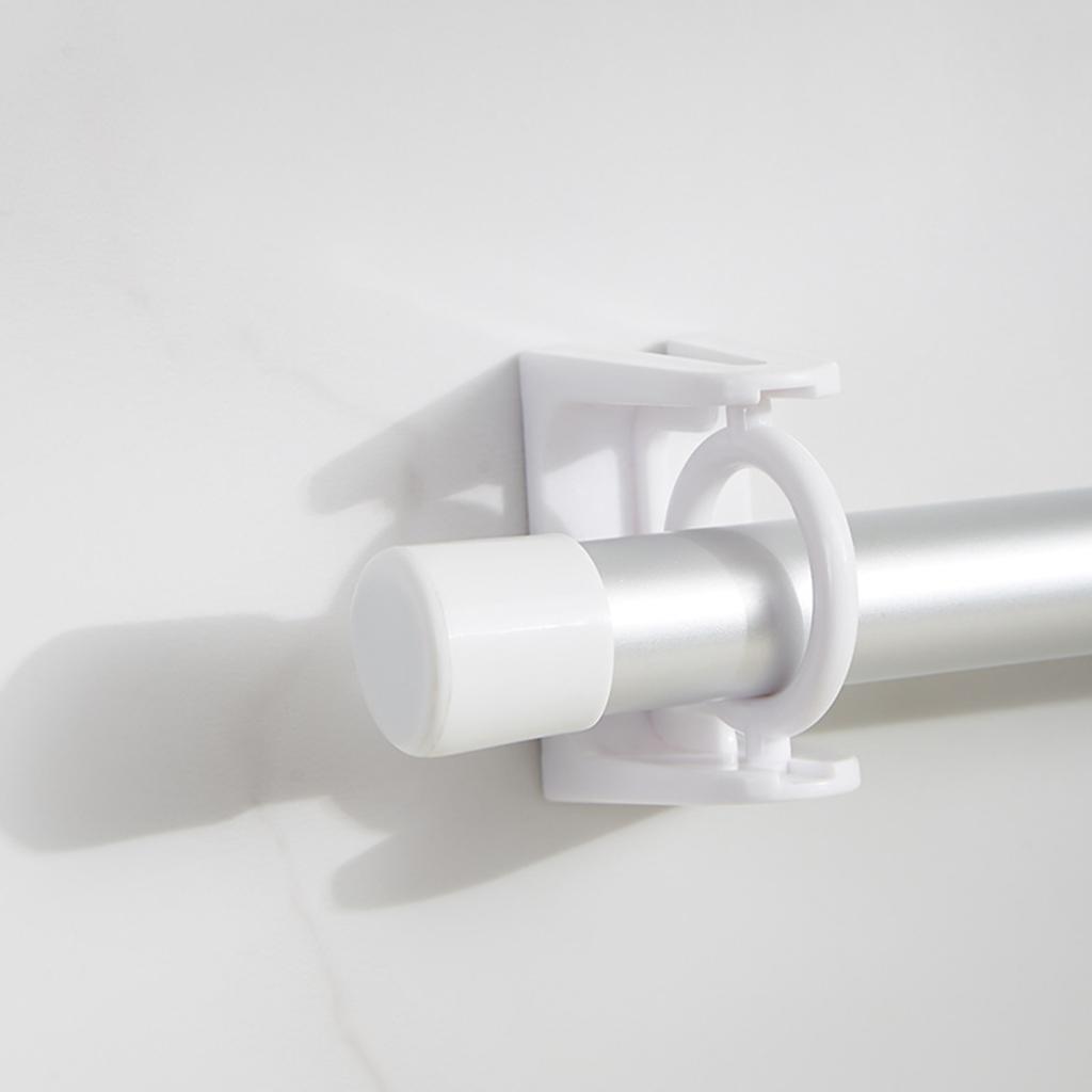 2 Pack 360 Degree Rotatable Self Adhesive Curtain Rod Holders Wall Mount Brackets for Drapery Transparent Plastic Hook