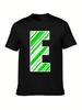 Unisex Green Striped Letter E T-Shirt