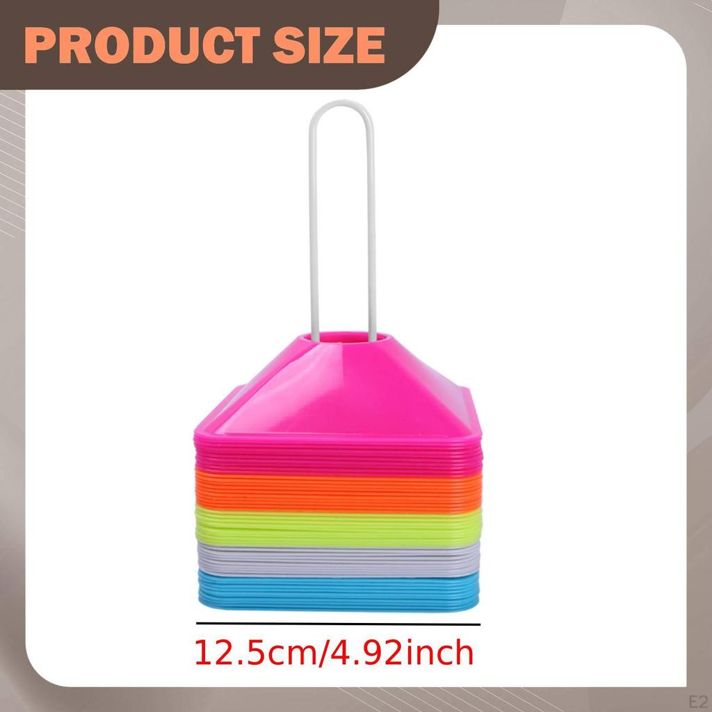 50 Pieces Soccer Cones Square Flexible 12.5cm with Holder Marking for Running Basketball Field