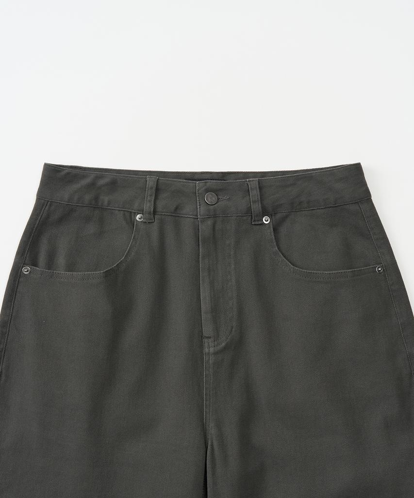TOFFEE Cotton Washed Line Pants (Charcoal)