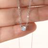 925 Sterling Silver Rhodium Plating Moissanite Solitaire Classic Single Pendant Necklace for Women