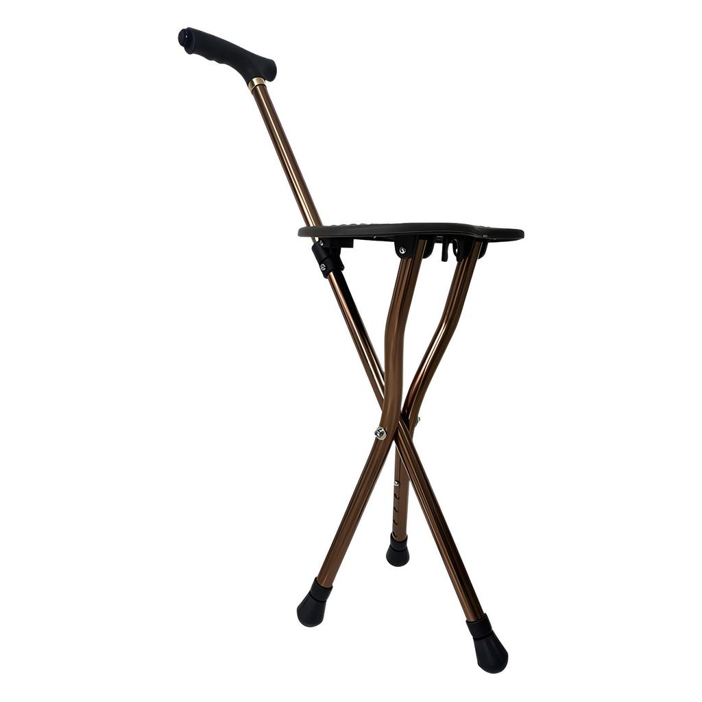 Tri-Fold Non-Slip Crutch Stool: Portable Walking Stick & Foldable Seat Cane