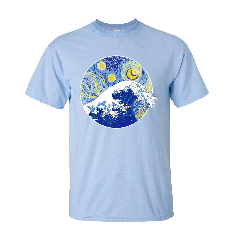 Tops TShirt Men Great Starry Wave T Shirt Thanksgiving Day Short Sleeve 100 Cotton Crew Neck Mens TShirt Personalized