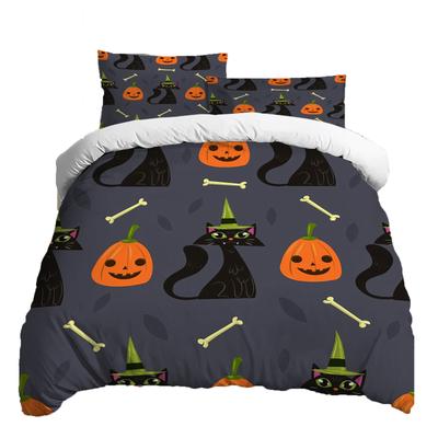 Halloween Three-piece Bedding Set Quilt Cover Pillowcase Brushed Fabric Thickened
