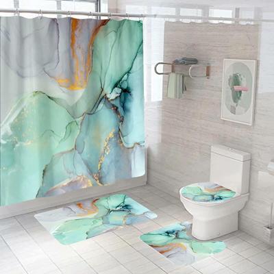Digitaldruck, wasserdichtes und schimmelresistentes Duschvorhang-Set – verdicktes Polyester, stanzfreie Installation