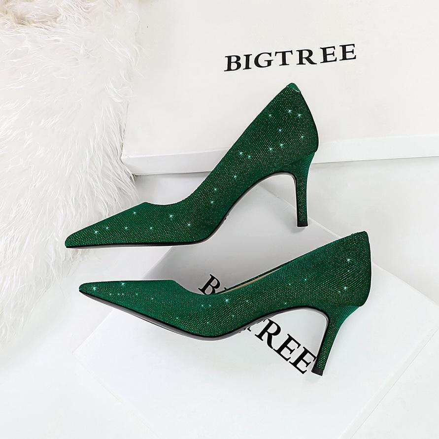 Bankett for kvinner tynne hæler med grunt munn spiss hodelykt Plysjkjerne sko med høye hæler