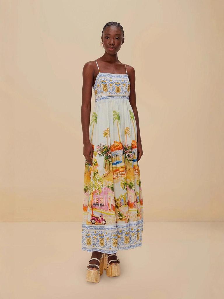 2025 European & American Fashion Printed Linen Slip Dress