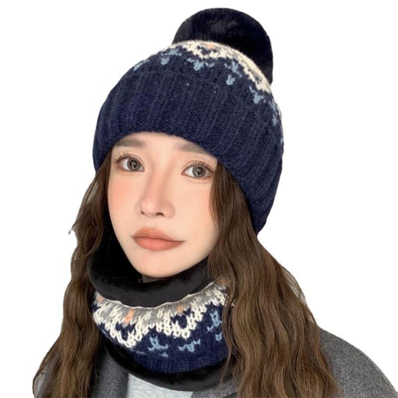 Hat Women's Winter Trend Women's Cycling Fleece Knitted Hat Warm Confinement Hat Versatile Autumn and Winter Wool Hat