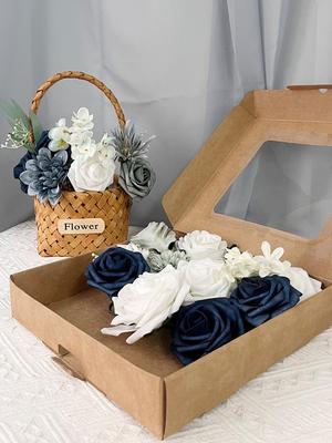 Artificial Flowers Box Set DIY Bouquets Faux Flowers Combo for Wedding Flowers with Leaves and Stems Handmade Floral Arrangements Bridal Home Decor