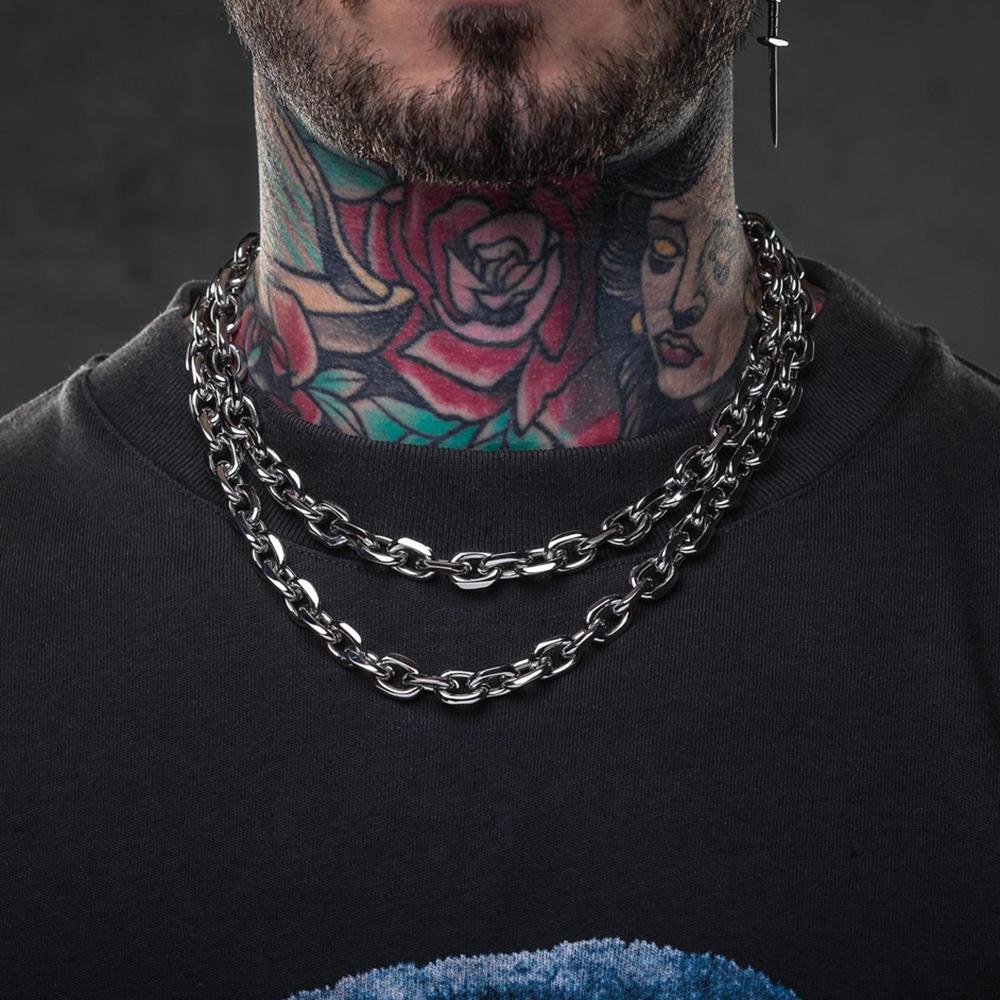 8mm Chunky Bevelled Cable Link Chain Necklace Stainless Steel Grunge Jewelry Punk Gothic Necklace Gift for Him