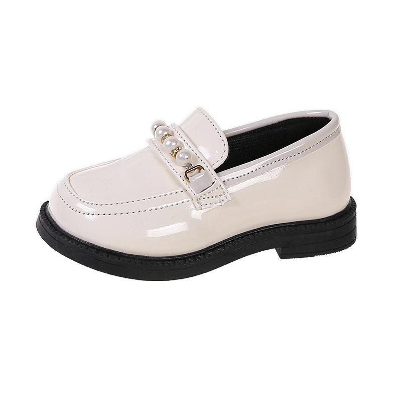 Girls Leather Shoes 2025 Versatile Soft-soled Pearl Shoes Princess Shoes Korean Version Single Shoes Spring Rhinestones British Style Non-slip