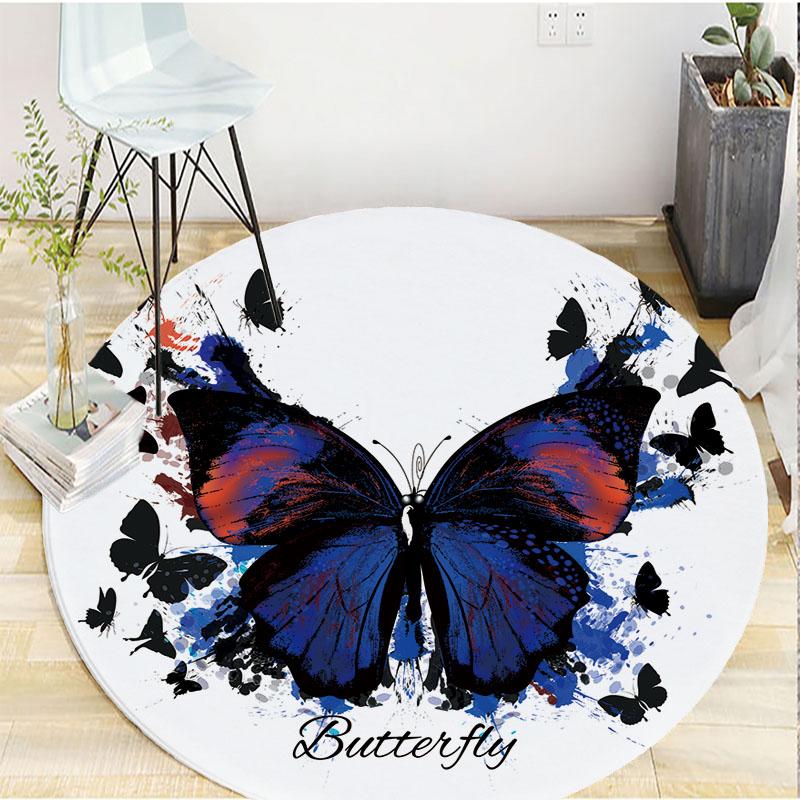 Butterfly Dream Catcher Screen Printed Pattern Large Size Round Carpet Home Decoration Living Room Bedroom Thick Flannel Carpet