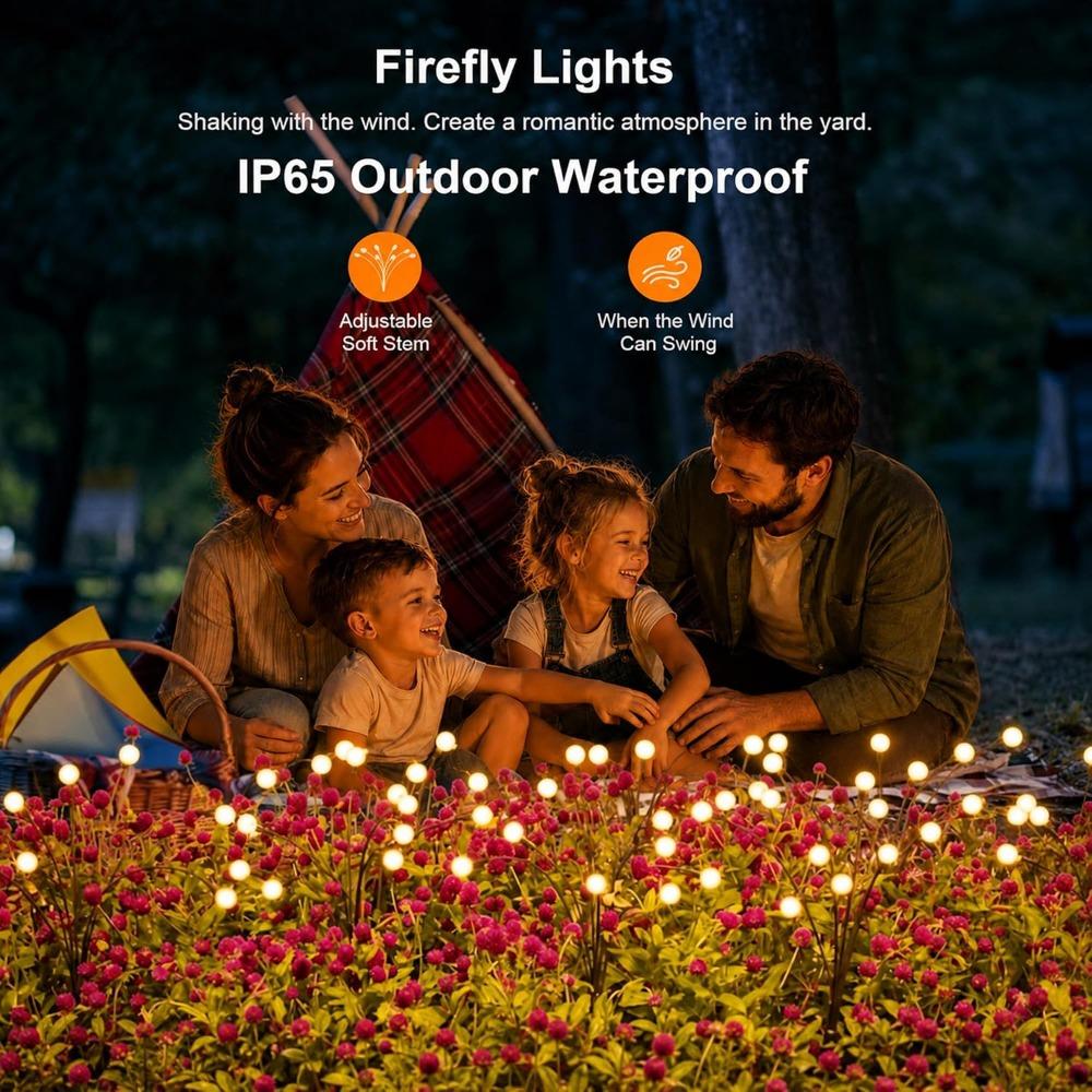 Solar Firefly Lights Outdoor, 2 Lighting Modes Wind Sway Twinkle Solar Garden Lamp IP65 Waterproof Decor Light for Yard Patio Path Lawn