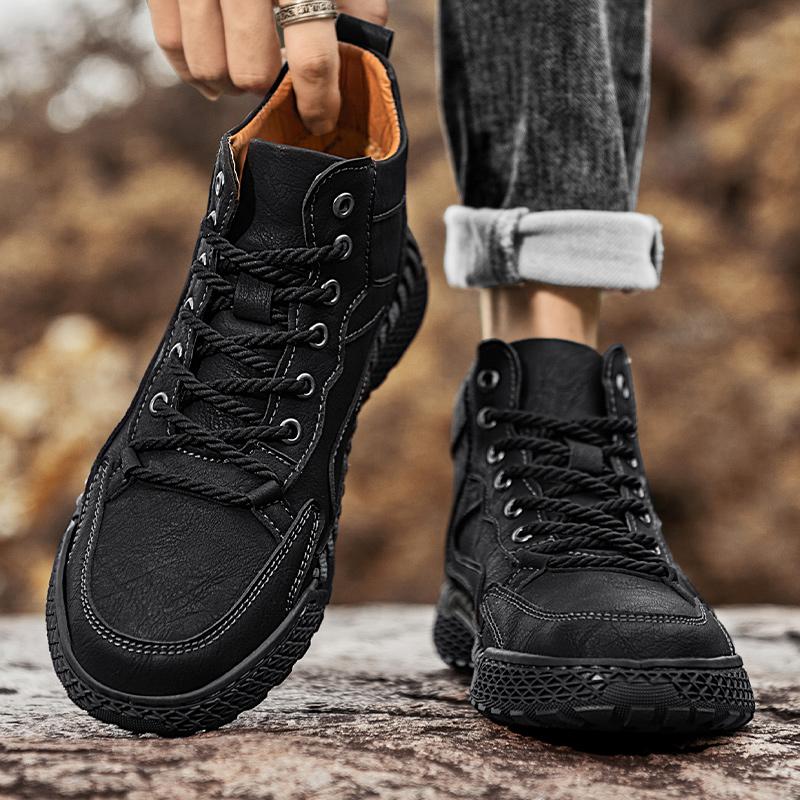Handmade Genuine Leather Boots Men Shoes Comfortable Ankle Boots For Men Casual Shoes Outdoor Tooling Shoes
