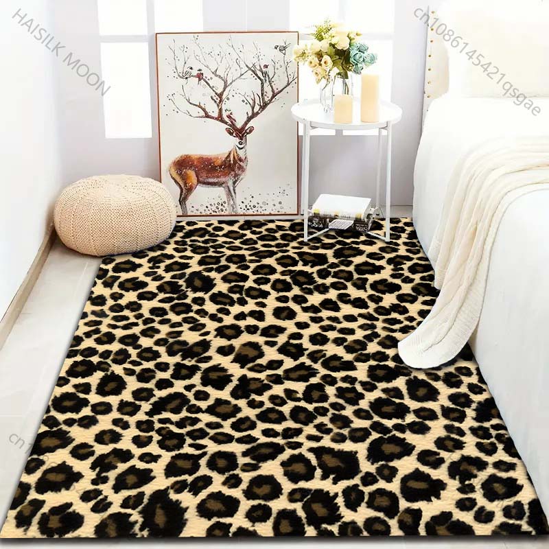 1PC Wild Leopard Print Carpet for Living Room Bedroom Sofa Doormat Decor Sofa Area Rug Non-slip Floor Mat Large Size