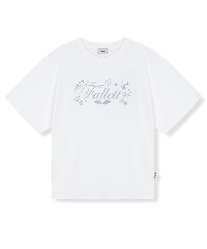 FALLETT Knitting Graphic Tee White