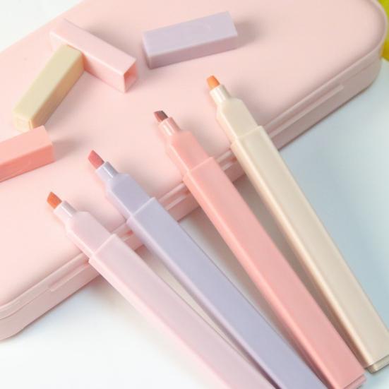 Yousheng 6Pcs Pastel Highlighter Pen Set for Students Large Capacity Eye-Care Markers for Journaling Notes Quick-Dry Dual-Tip Highlighters Cute School