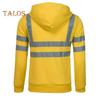 Reflective Safety Hoodie 360 Degree Reflective Zones High Visibility Quick Dry Long Sleeves Outdoor Construction Worker Top for Night Shift Running