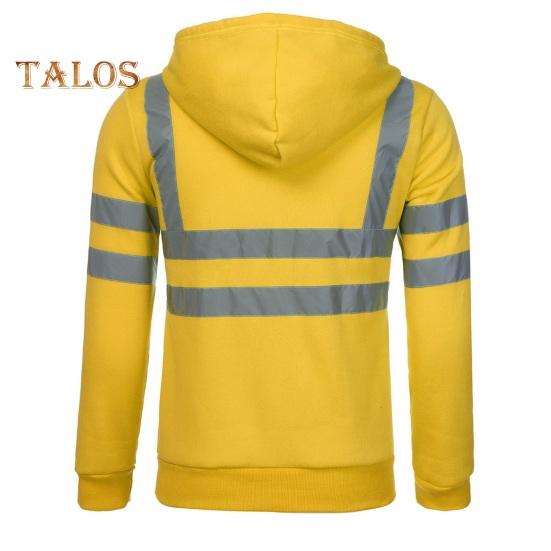 Reflective Safety Hoodie 360 Degree Reflective Zones High Visibility Quick Dry Long Sleeves Outdoor Construction Worker Top for Night Shift Running