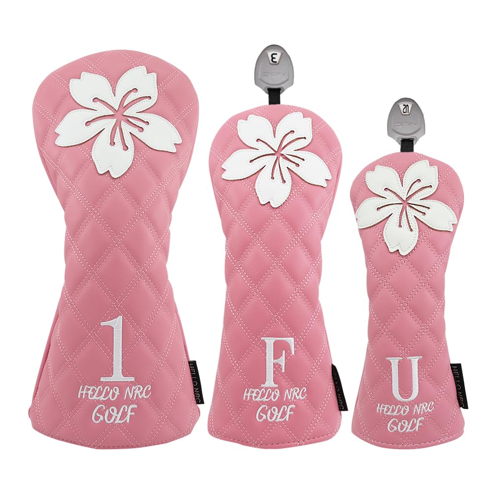 Waterproof Sakura Headcover for and Utilities Drivers, 440cc, 460cc, Woods, (Pink, UT)