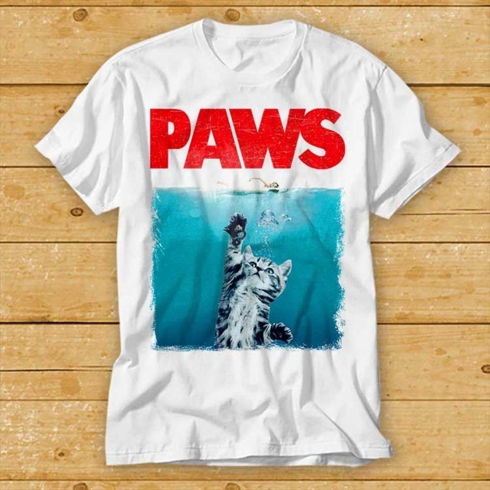 

PAWS Diving Cat Printed Tshirt Trendy Cute Pet Style Top Loose and Comfortable Short Sleeve Womens Tshirt M