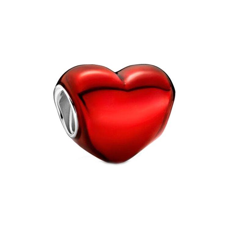 Pandora Heart Shaped Metal Red Heart Charm Women Jewelry 799291C02 Red