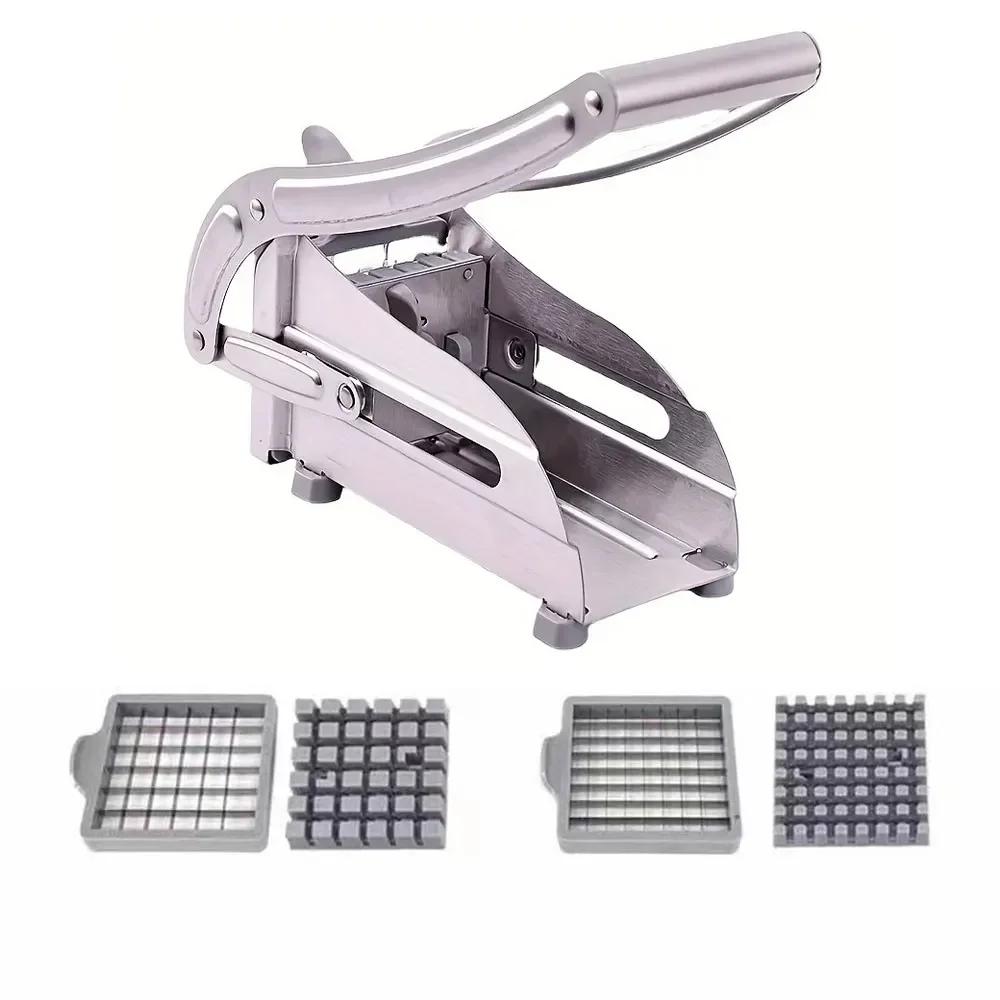 Multi-functional Potato Slicer for Cutting Carrots Cucumbers French Fry Cutter Stainless Steel Potato Cutter with 2 Blades