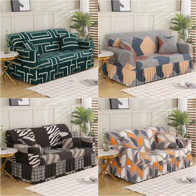 1 2 3 4 Seater Geometric Sofa Cover Elastic Spandex Sofa Skirt Covers For Living Room Stretch Spandex Couch Protector Slipcovers