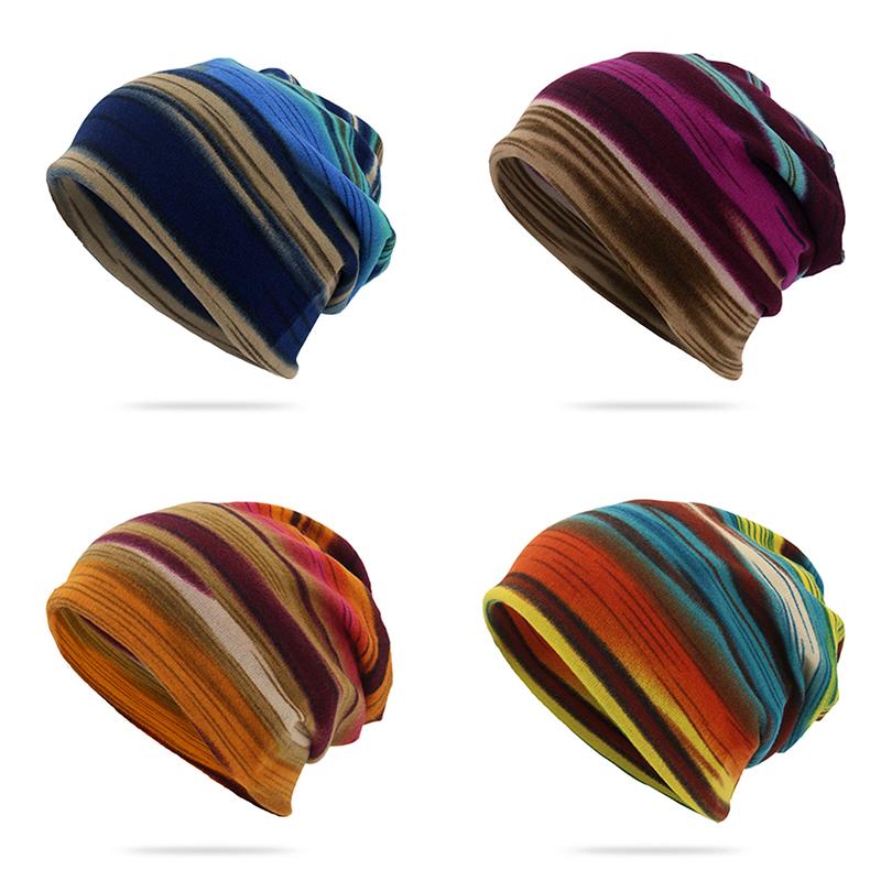 Damen Weiche Mütze Frühling Herbst Warme Beanie Mützen Erwachsene Sport Outdoor Freizeit Gestreifte Hüte Hip Hop Mütze