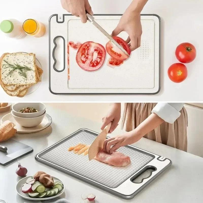 Hot Stainless Steel Cutting Board Double Sided Chopping Board for Kitchen Scratch Resistant Anti-Slip Silicone Edges