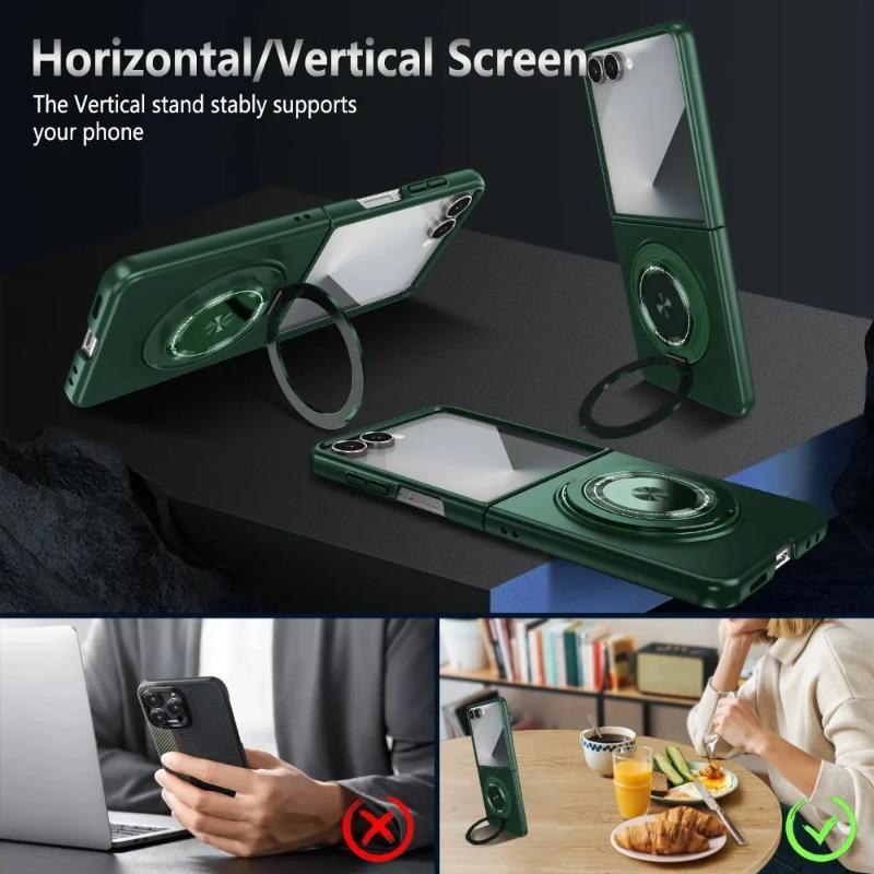 360 Rotating Magnetic Ring Holder for Samsung Z Flip 7 6 4 3 Shockproof Kickstand Phone Case for Galaxy ZFlip7se Flip6