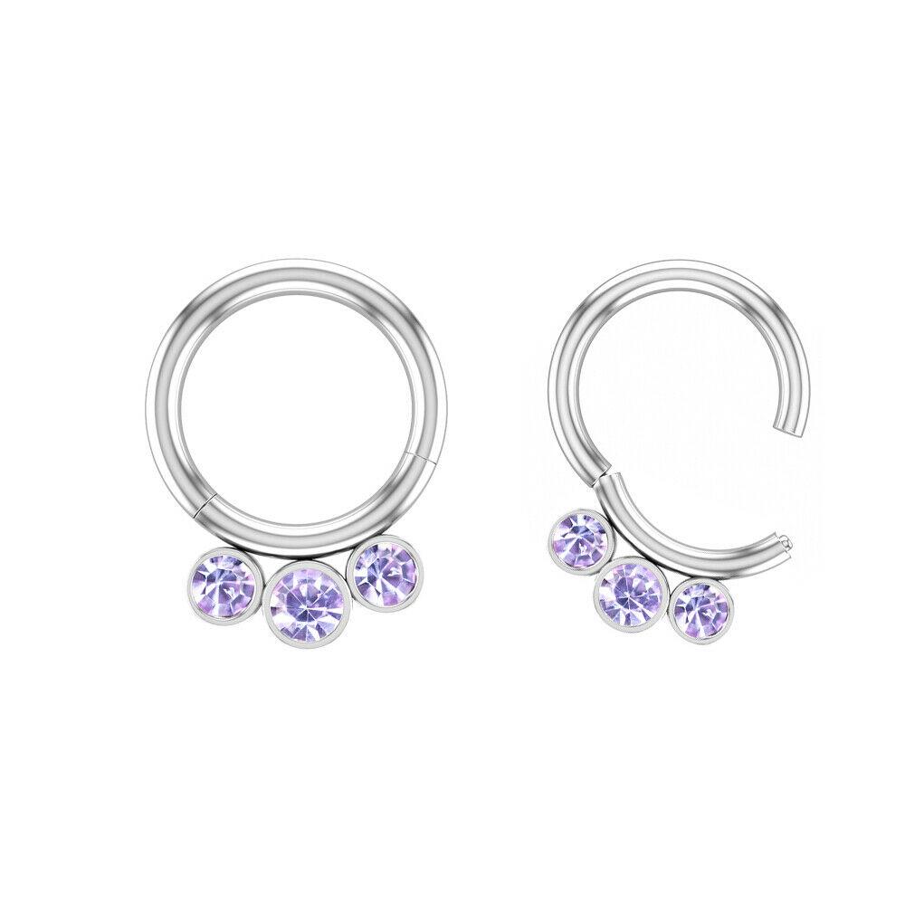Titanio + Cristallo Anello per Naso Labbro Orecchino Segmento Incernierato 16G 8MM Gioiello Piercing Corpo