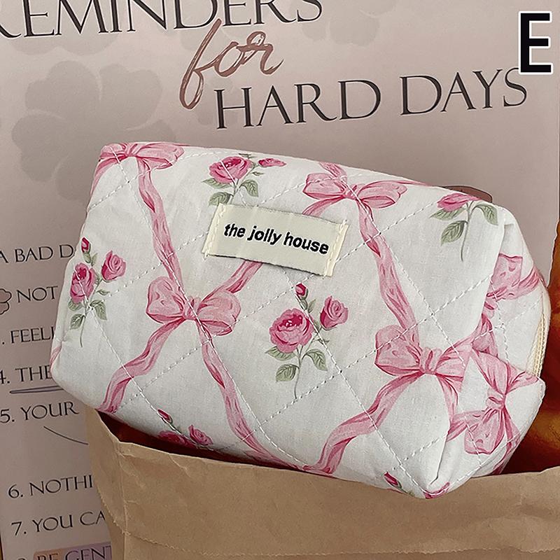 Bow Rose Flower Cosmetic Bag Skincare Makeup Organizer Washing Bag For Travel Cosmetics Storage Bag