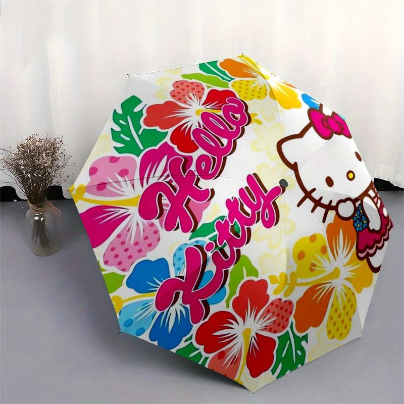 1pc Hello Kitty Floral Design Umbrella with Plastic Handle,Suitable for All Seasons Home Travel Outdoor UmbrellaSanlio557