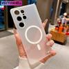 Original Slim Soft TPU Frosted Translucent Phone Case For Samsung S26 S25 S24 S23 Ultra Plus For Magsafe Magnetic Charge Cover