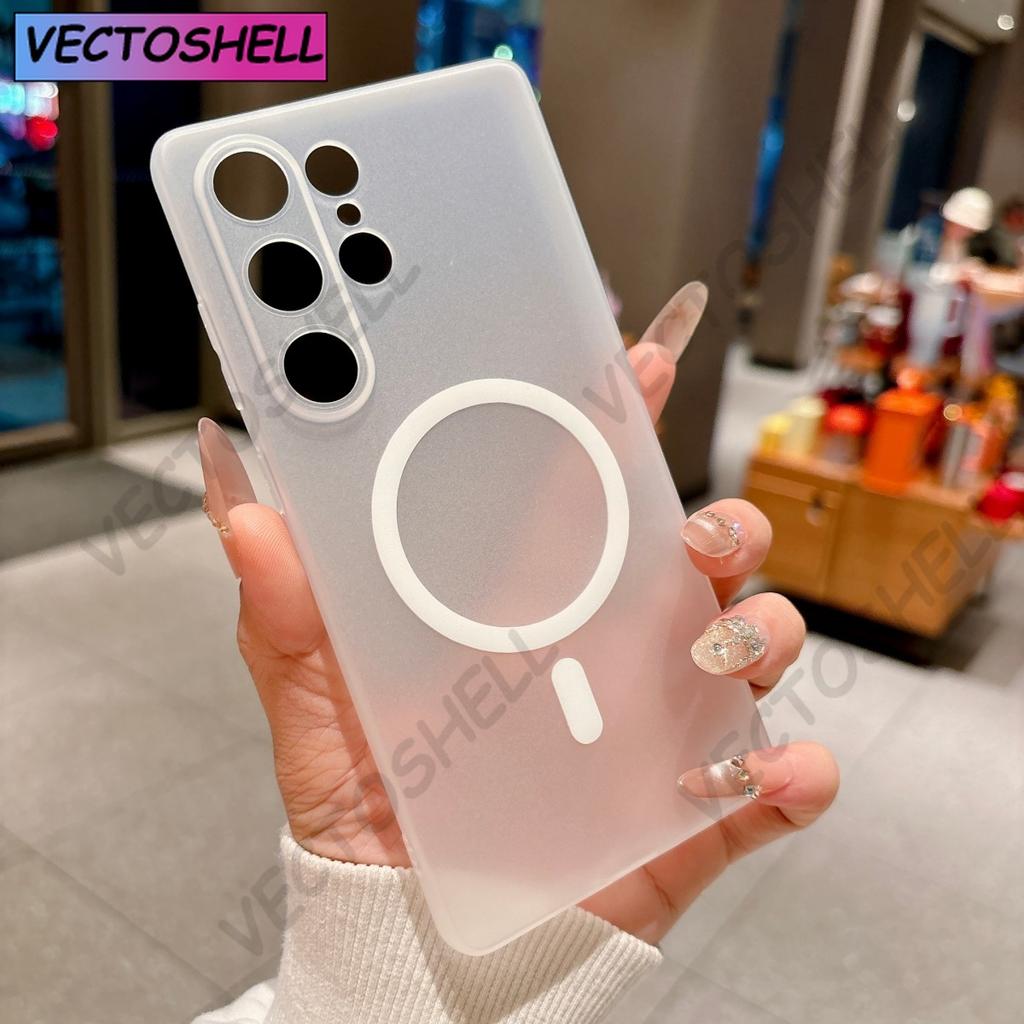 Original Slim Soft TPU Frosted Translucent Phone Case For Samsung S26 S25 S24 S23 Ultra Plus For Magsafe Magnetic Charge Cover