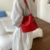 Solid Color Women Shoulder Bag Korean Underarm Bag All-Match Soft Leather Bucket Bag  Daily